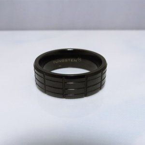 Windsor Beveled Black Tungsten Carbide Steel Patterned Band by WG sz11